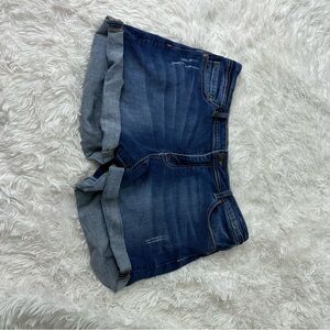 Women’s Dark Wash Mid Rise Jean Shorts Size Large